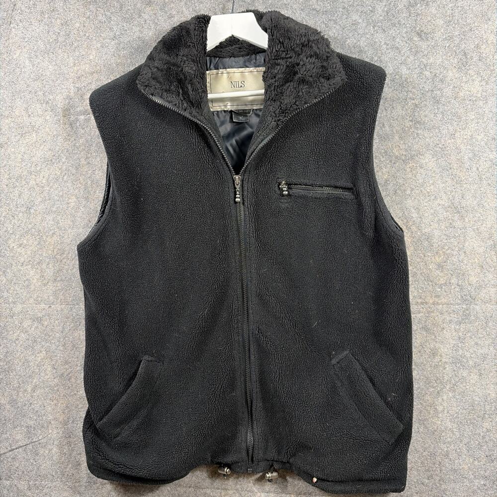 VTG Nils Resort Collection Vest Womens Small Fleece Full Zip Fur Collard USA
